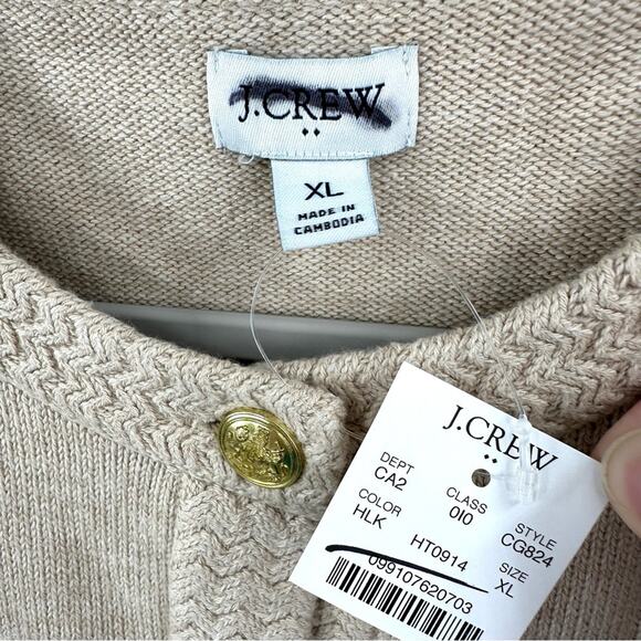 J Crew Cotton cardigan sweater lady jacket in heather khaki Size XL - Picture 3 of 6